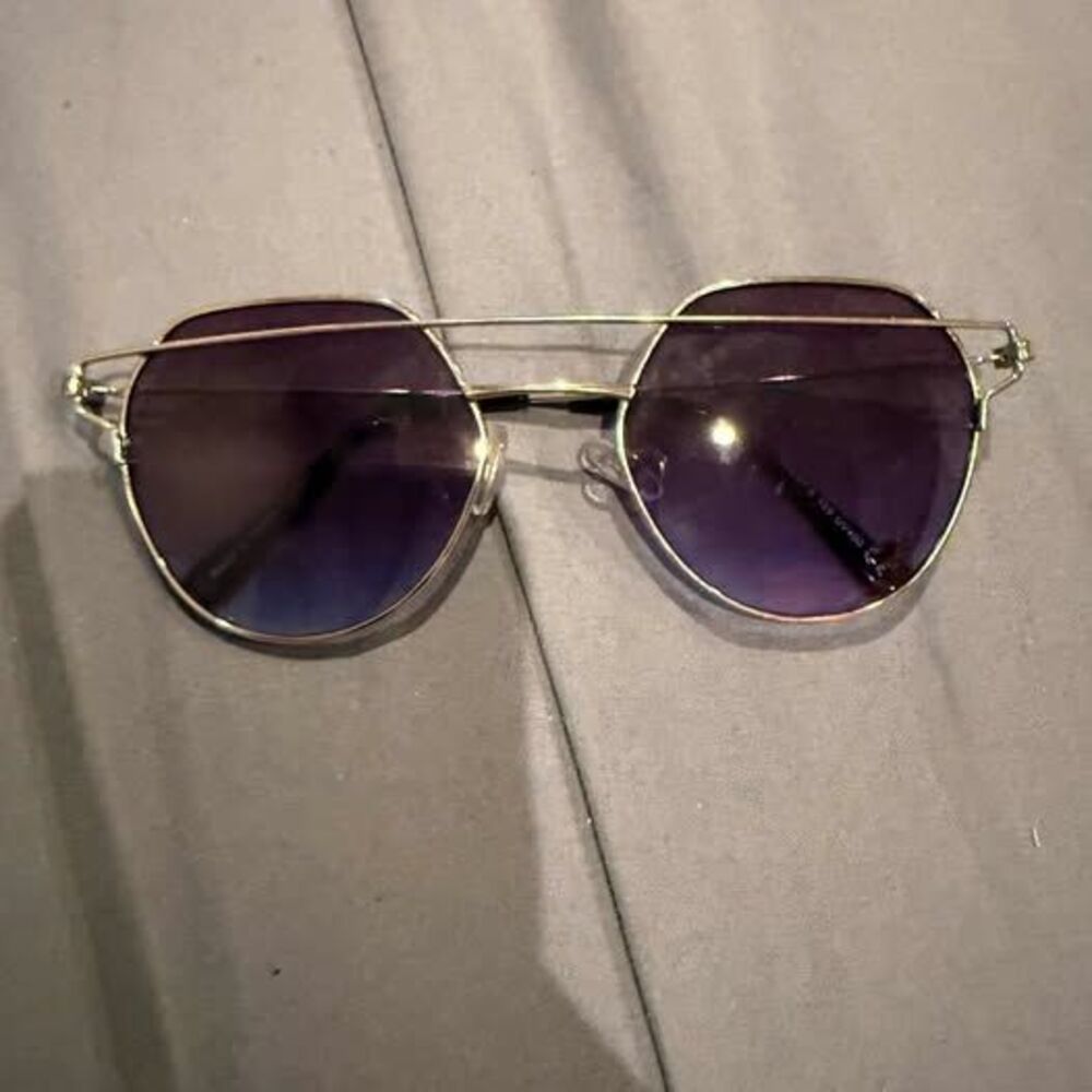 Geometric Double Bridge Sunglasses with Gradient Lenses